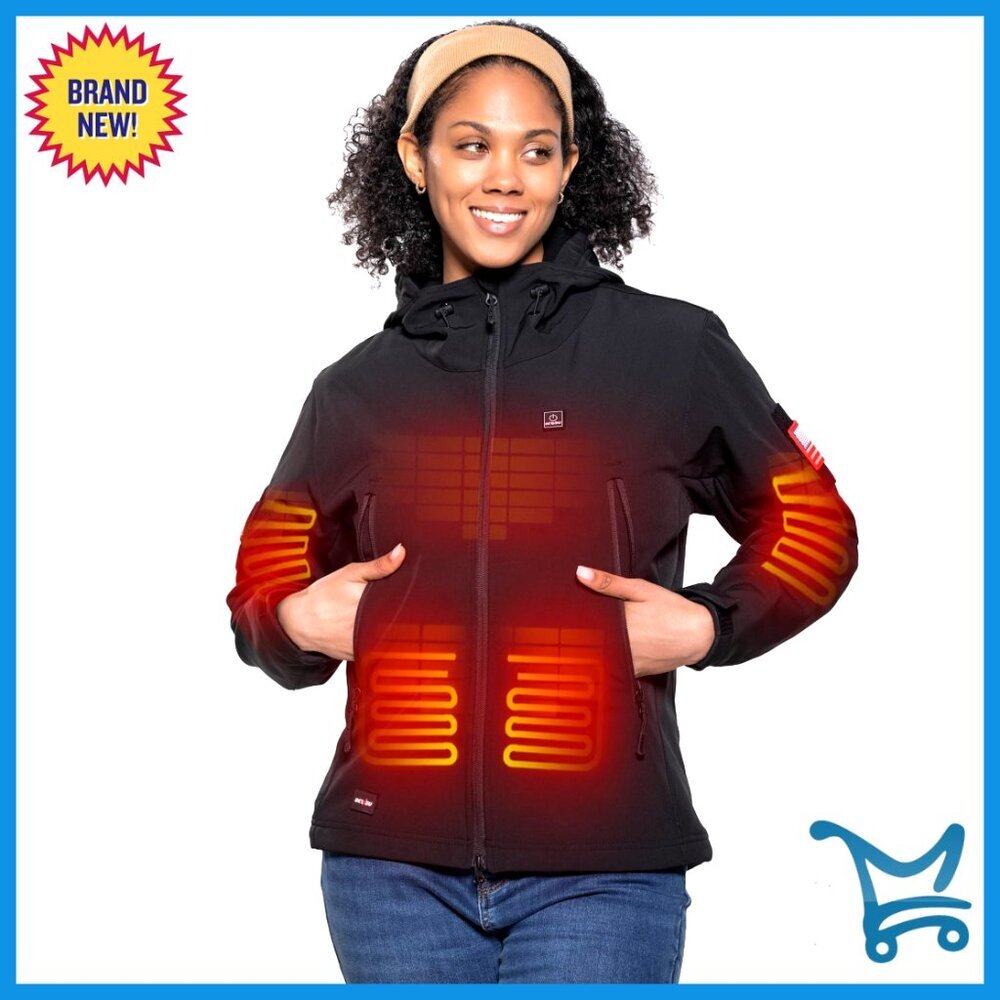 Heated Softshell Jacket Women's Electric Winter Coat 12V Battery Pack Outdoor
